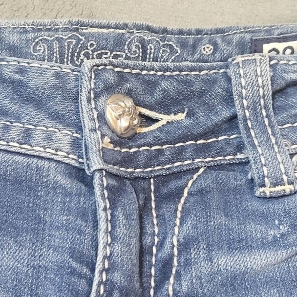 Miss Me Shorts Women's 28 Bermuda Mid Rise Flap Pocket Embellished Denim Shorts - Picture 7 of 16